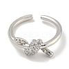 Rack Plating Brass Micro Pave Cubic Zirconia Knot Open Cuff Rings for Women RJEW-I104-14P-2