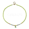 Resin Evil Eye Pendant Necklace with Glass Seed Beaded Chains NJEW-JN04378-2