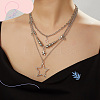 Star Iron Chains Charm Bracelets & Zinc Alloy Star Pendant 3 Layered Necklaces for Women SJEW-SC0001-02-4
