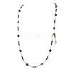 Natural Lapis Lazuli Round and Nuggets Lariat Necklaces NJEW-JN05727-8