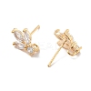 Brass Clear Cubic Zirconia Stud Earring Findings LS-KK-A238-02B-G-2