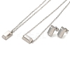 Non-Tarnish Rectangle 304 Stainless Steel Pendant Necklaces & Bracelets & Stud Earrings Sets for Women SJEW-C004-07P-2