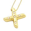 Brass & Plastic Pearl Letter Pendant Box Chain Necklaces for Women NJEW-U017-01G-24-2