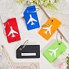5Pcs 5 Colors Rectangle with Airplane Pattern Silicone Luggage Tag DIY-SP0002-77A-4