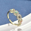 Brass Micro Pave Cubic Zirconia Cuff Rings for Women RJEW-D322-08G-1