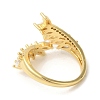 Leaf Brass Micro Pave Cubic Zirconia Open Cuff Rings RJEW-U008-05D-G-3