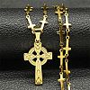 201 Stainless Steel Viking Knot Cross Pendant Necklaces for Men NJEW-S440-14G-1