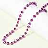 12Pcs 12 Colors 304 Stainless Steel with Glass Faceted Rondelle Bead Handmade Link Chain Birth Stone Necklaces for Women NJEW-G195-01G-4