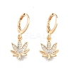 Clear Cubic Zirconia Maple Leaf Dangle Leverback Earrings EJEW-N012-80-2