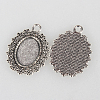 Tibetan Style Alloy Pendant Cabochon Settings X-TIBEP-N003-29AS-2