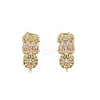 Brass Micro Pave Clear Cubic Zirconia Stud Earring Findings LS-KK-C107-06G-1