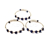 Natural Lapis Lazuli Wrapped Cuff Bangle BJEW-A122-07B-2