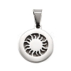 Flat Round with Sun 304 Stainless Steel Pendants STAS-M121-14P-1