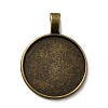 Flat Round Tibetan Style Alloy Pendant Cabochon Settings TIBEP-S293-051AB-LF-1