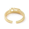 Clear Cubic Zirconia Safe Pin Shape Open Cuff Ring RJEW-G283-07G-3