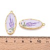Printed Style 304 Stainless Steel Oval with Flower Pattern Pendants STAS-T071-27E-G-3