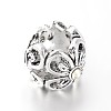 Antique Silver Tone Alloy Rhinestone European Beads MPDL-E036-28AS-1