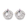 Brass Micro Pave Cubic Zirconia Pendants KK-T073-39P-1