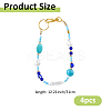 Glass & Synthetic Turquoise & ABS Plastic Imitation Pearl Keychain HJEW-FH00142-2