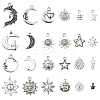 48Pcs 24 Styles Tibetan Style Alloy Pendants Sun/Star/Moon DIY-YW0008-84-1