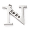 Tarnish Resistant 304 Stainless Steel Letter Pendant Rhinestone Settings LS-STAS-J028-01N-1