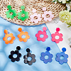 6 Pairs 6 Colors Flower Acrylic Dangle Stud Earrings with Steel Iron Pins for Women EJEW-AN0004-03-7
