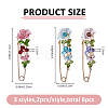 6Pcs 3 Styles Flower Alloy Rhinestone Safety Pin Brooches for Backpack Clothes JEWB-FH0002-57-2