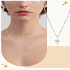 1Pc Star Brass & Iron & Rhinestone Pendant Necklaces NJEW-LP0004-15P-1