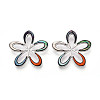 Alloy and Dyed Natural Paua Shell Pendants PALLOY-T093-05A-1