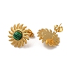 Natural Malachite Sun Stud Earrings LS-EJEW-D075-01A-G-2