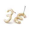 Brass Number Stud Earrings with 925 Sterling Silver Pins for Women LS-EJEW-A077-01C-3