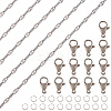 1 Roll 304 Stainless Steel Dapped Chains with 20Pcs 304 Stainless Steel Lobster Claw Clasps with 40Pcs 304 Stainless Steel Open Jump Rings CHS-TA0001-52-2
