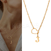1Pc Letter & Heart Stainless Steel Lariat Necklaces for Women NJEW-LP0002-87G-J-1