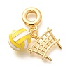 Brass Enamel Sport European Dangle Charms KK-U048-03G-04-1