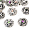 10Pcs 5 Colors Tibetan Style Flat Round Alloy with Resin Decorative Rivets BUTT-TA0001-31A-3