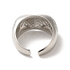 Brass Pave Cubic Zirconia Open Cuff Rings for Women RJEW-M169-05P-2