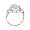 Oval Brass Micro Pave Clear Cubic Zirconia Adjustable Ring Settings KK-T076-69P-3
