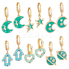 6 Pairs 6 Styles Brass Dangle Leverback Earrings EJEW-PH0001-32-1