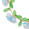 Flower Glass & Acrylic Charm Bracelets BJEW-JB10443-01-3