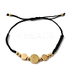 Adjustable 304 Stainless Steel Flat Round with Saint Benedict Braided Bead Bracelets for Women BJEW-K295-03G-02-3