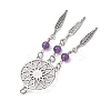 5Pcs 5 Styles Natural Dyed Agate & Rose Quartz & Tiger Eye & Amethyst & Synthetic Howlite Big Pendants PALLOY-JF02784-5