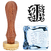 1Pc Pear Wood Handle with 1pc Brass Stamp Head DIY-OC0012-40A-1