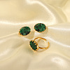 Simple Fashion Oval Natural Gemstone Cuff Ring & Stud Earrings Sets FJ0453-1-1