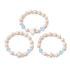 3 Pcs Synthetic Turquoise & Wood & Glass Beaded Stretch Bracelets for Boys Girls BJEW-JB11129-1