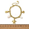 304 Stainless Steel Cable Chain Charm Bracelets BJEW-L708-01G-5