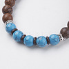 Natural Lava Rock & Wenge Wood Beads & Coconut Stretch Bracelets BJEW-I241-03C-2