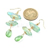 Dyed Natural Quartz Crystal Nugget & Teardrop Dangel Earrings EJEW-TA00314-02-3