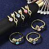 Brass Micro Pave Clear Cubic Zirconia Enamel Cuff Rings for Women RJEW-L113-031G-1