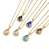 Brass Glass Pendants Necklaces NJEW-K269-09G-1