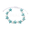 Starfish Synthetic Turquoise & Acrylic Pearl Braided Bead Bracelets for Women BJEW-JB11263-01-2